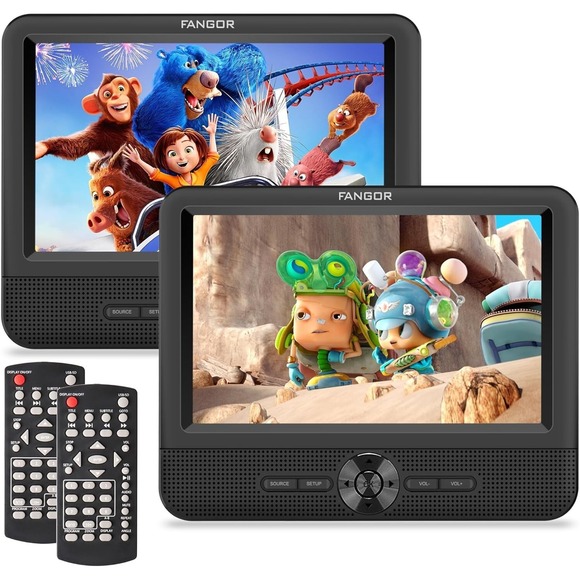7.5" Portable Car DVD Player Dual Screen  AV out & in USB/SD Card Headrest Strap - Picture 1 of 12